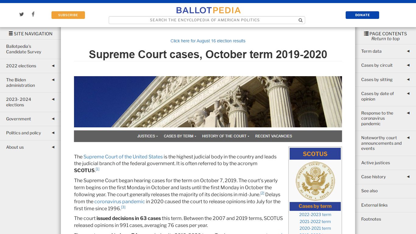 Supreme Court cases, October term 2019-2020 - Ballotpedia